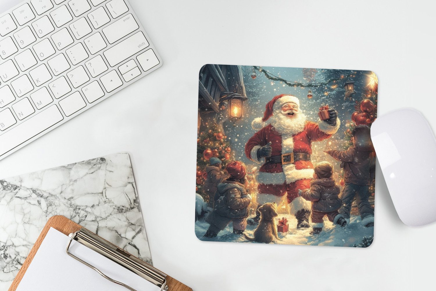 MuchoWow Mauspad Weihnachtsstimmung - Schnee - Farbenfroh (1-St), Mousepad, Schreibtisch Zubehör, Deko, 20x20 cm