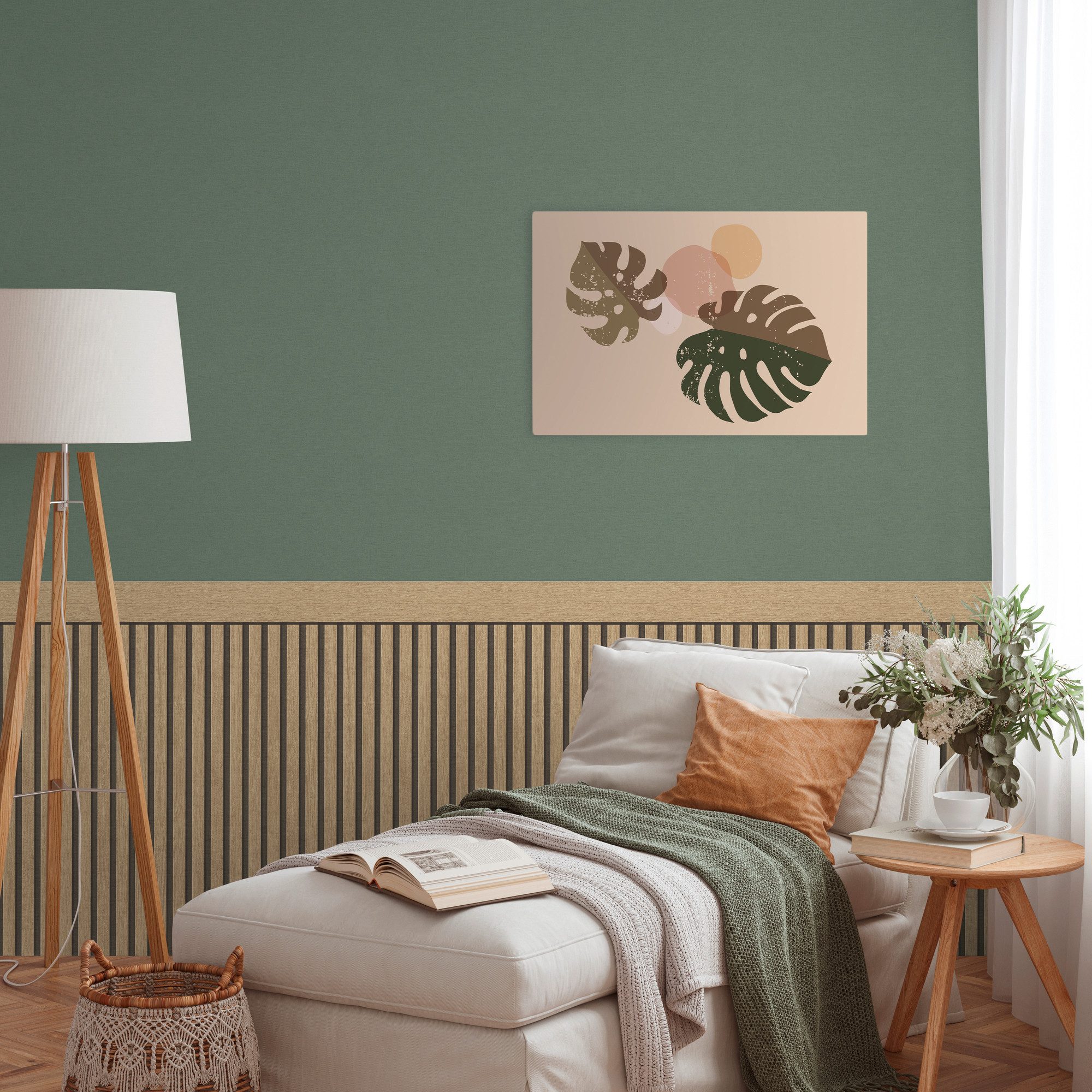 living walls Vliestapete Wallpanel Tapete Wandpaneele Mustertapete Holzpaneele Natur, strukturiert, matt, (1 St), Vliestapete Holz-Optik für Schlafzimmer Küche  – Bild 4 von 5