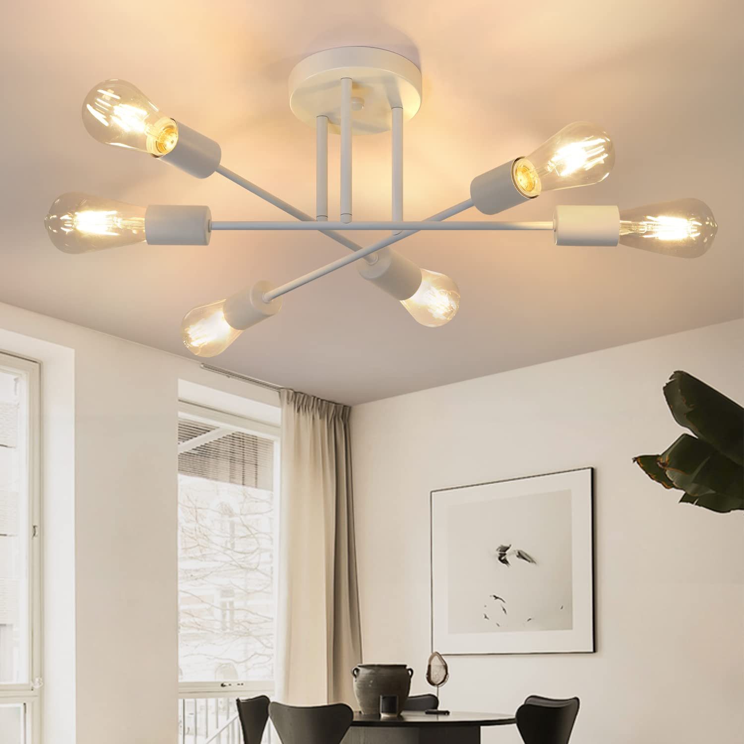 Nettlife Deckenleuchten Wohnzimmer 6 Flammig Schwarz/Weiß/Gold E27 Deckenla günstig online kaufen