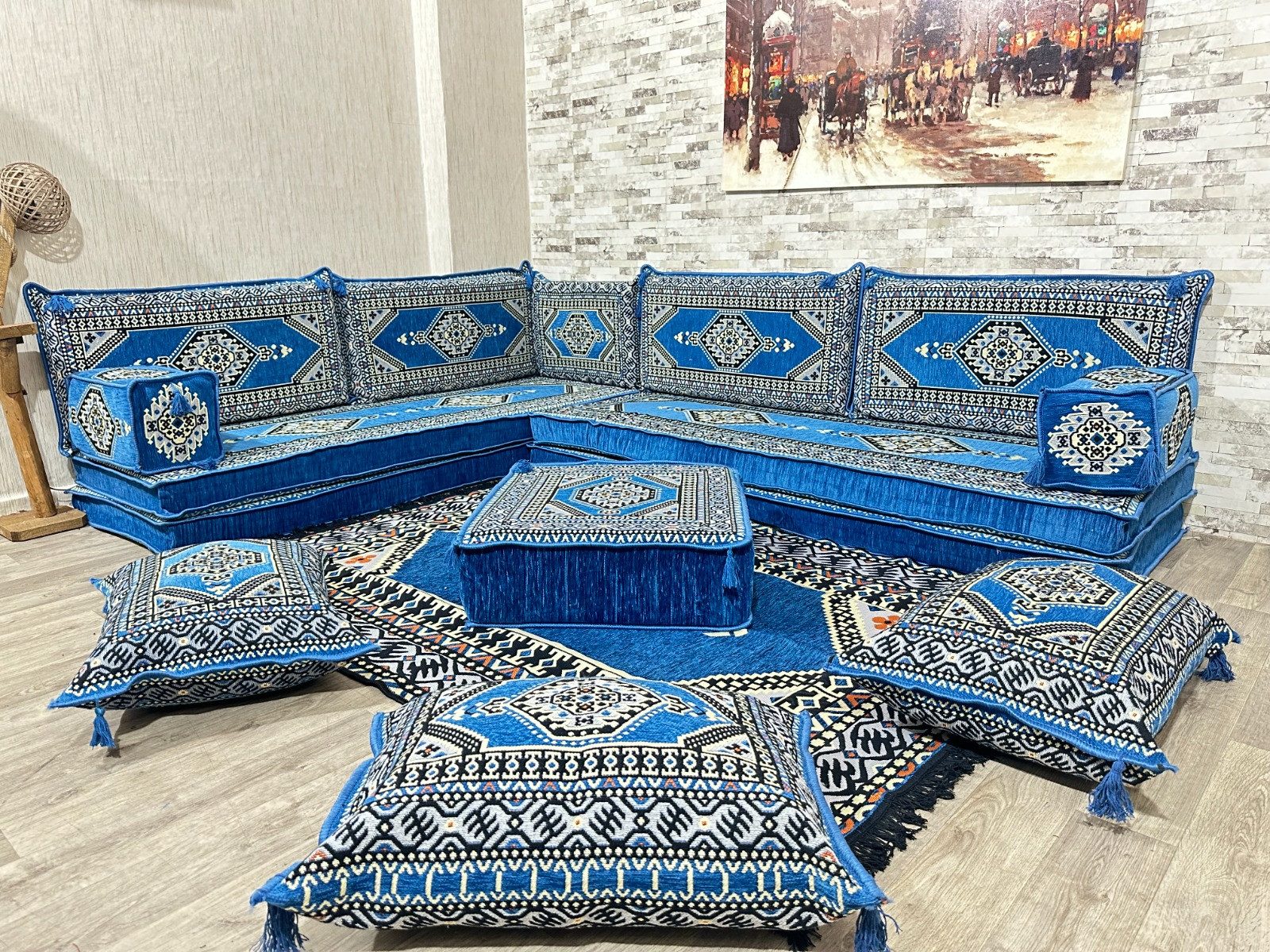 CaddeBuy Sofa Marokkanisches Sofa, Kelim, Sark Kösesi, Orientalische Sitzecke, 16 Teile