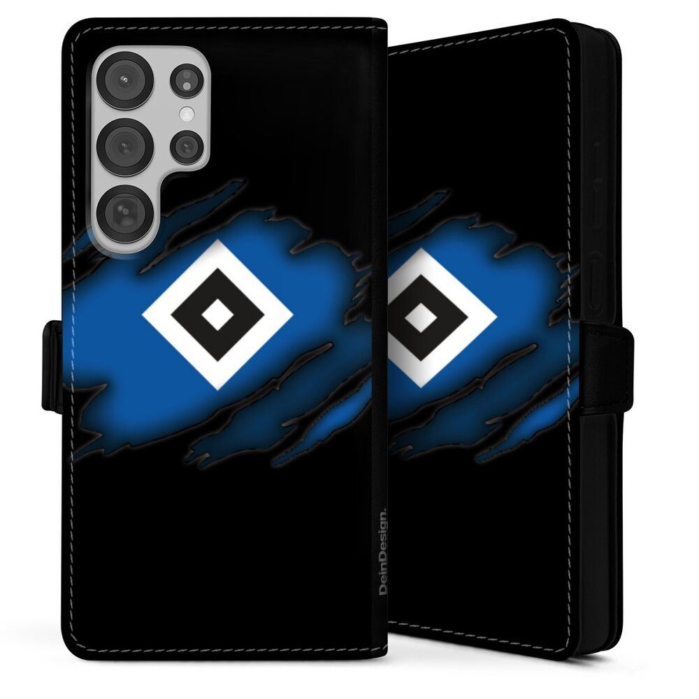 DeinDesign Handyhülle Hamburger SV HSV Offizielles Lizenzprodukt HSV Scratch, Samsung Galaxy S25 Ultra Hülle Handy Flip Case Wallet Cover