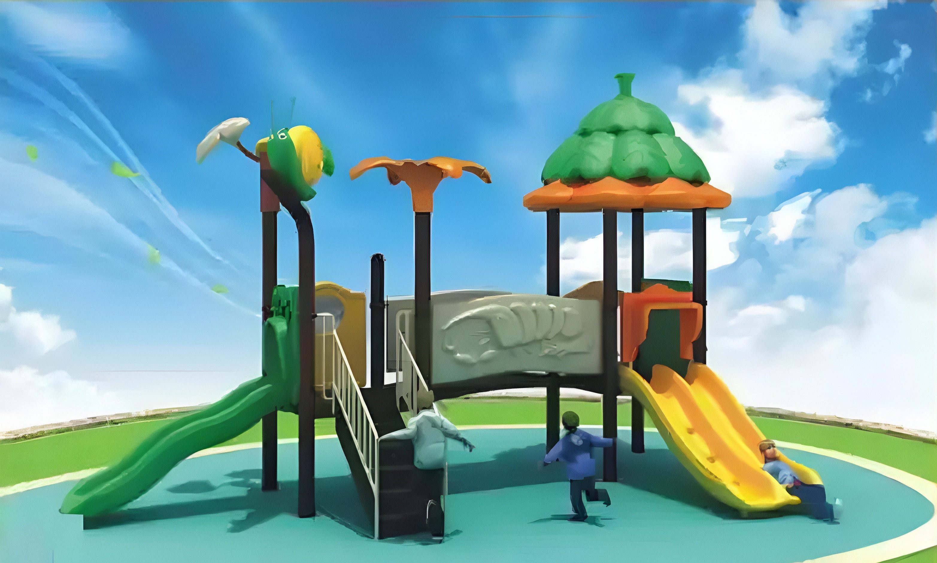 Xlmoebel Spielturm Kunststoff-Dschungelspielplatz mit Klettermöglichkeiten und Rutsche, Hergestellt in Europa