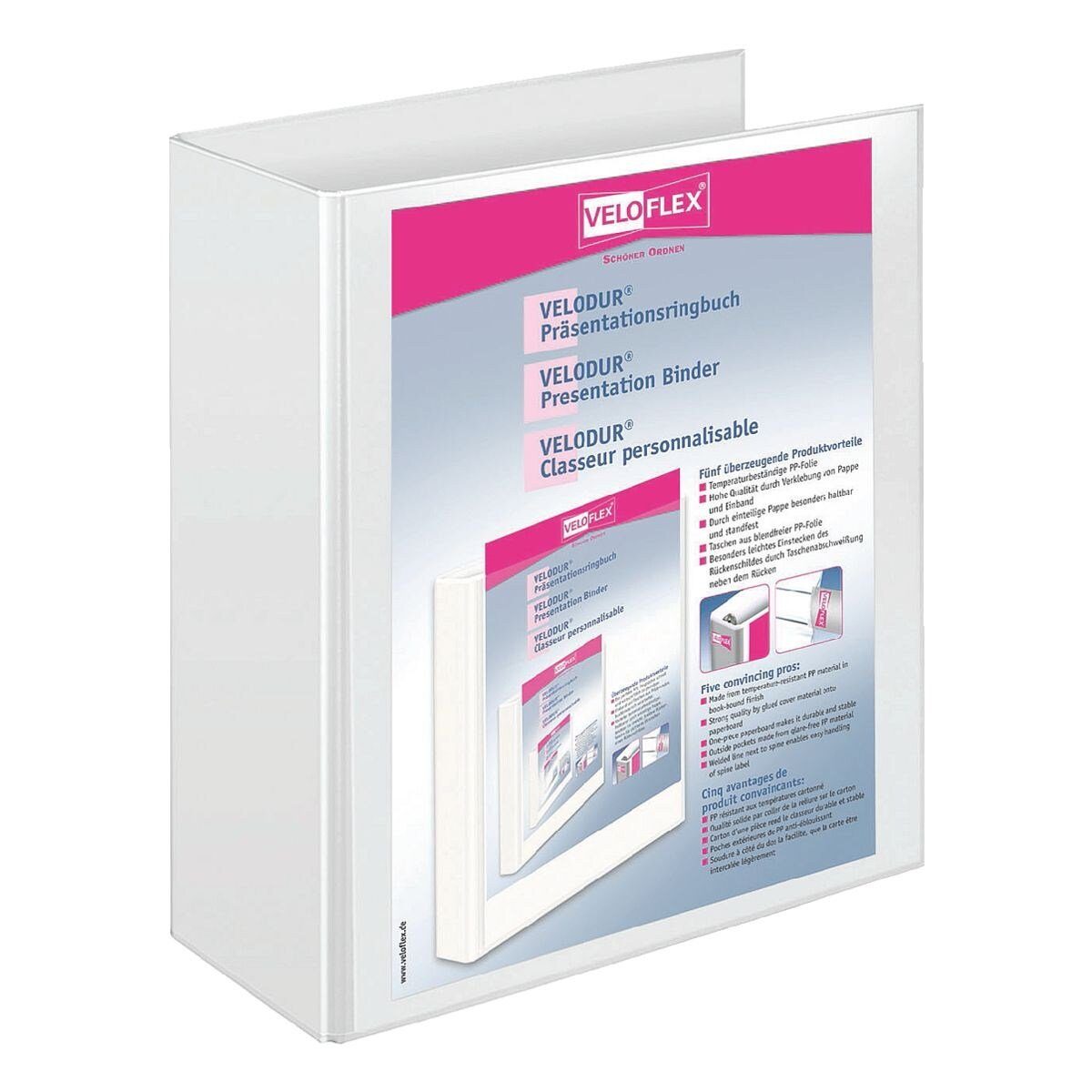 VELOFLEX Präsentationsordner VELODUR® 11421, Rückenbreite 85 mm, 2 Ringe