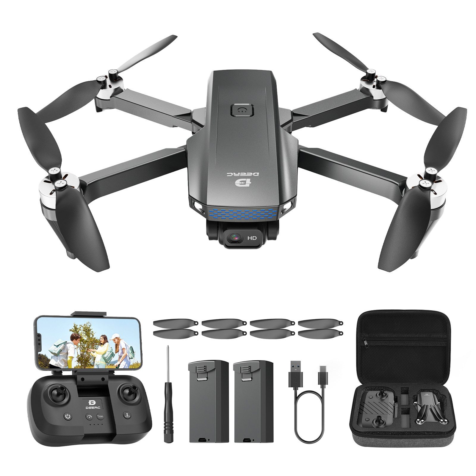 1080P Kamera Drohne, Faltbare RC Drohne mit FPV-Übertragung Drohne