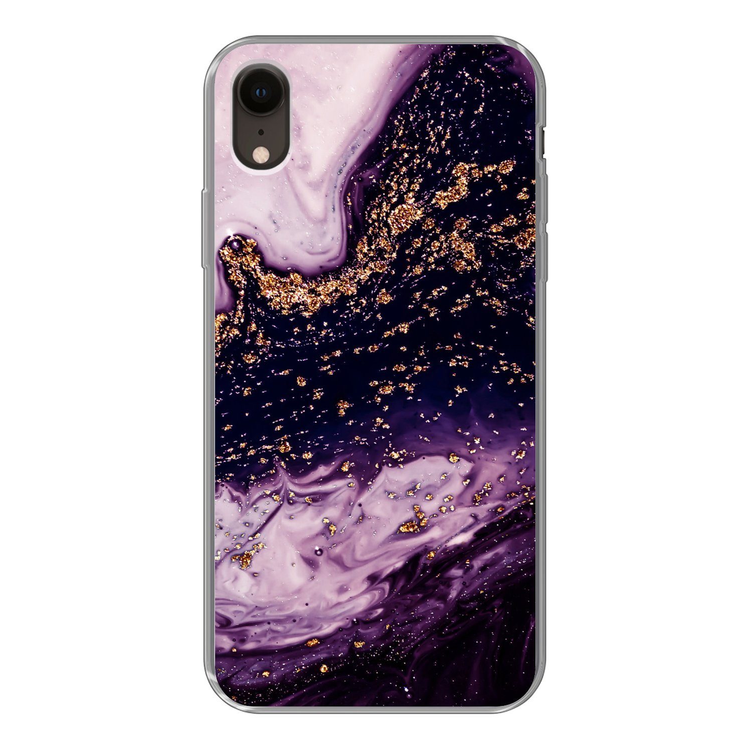 MuchoWow Handyhülle für Apple iPhone XR Marmor - Gold - Naturstein, Smartphone-Bumper, Print, Handy Schutzhülle Dünn