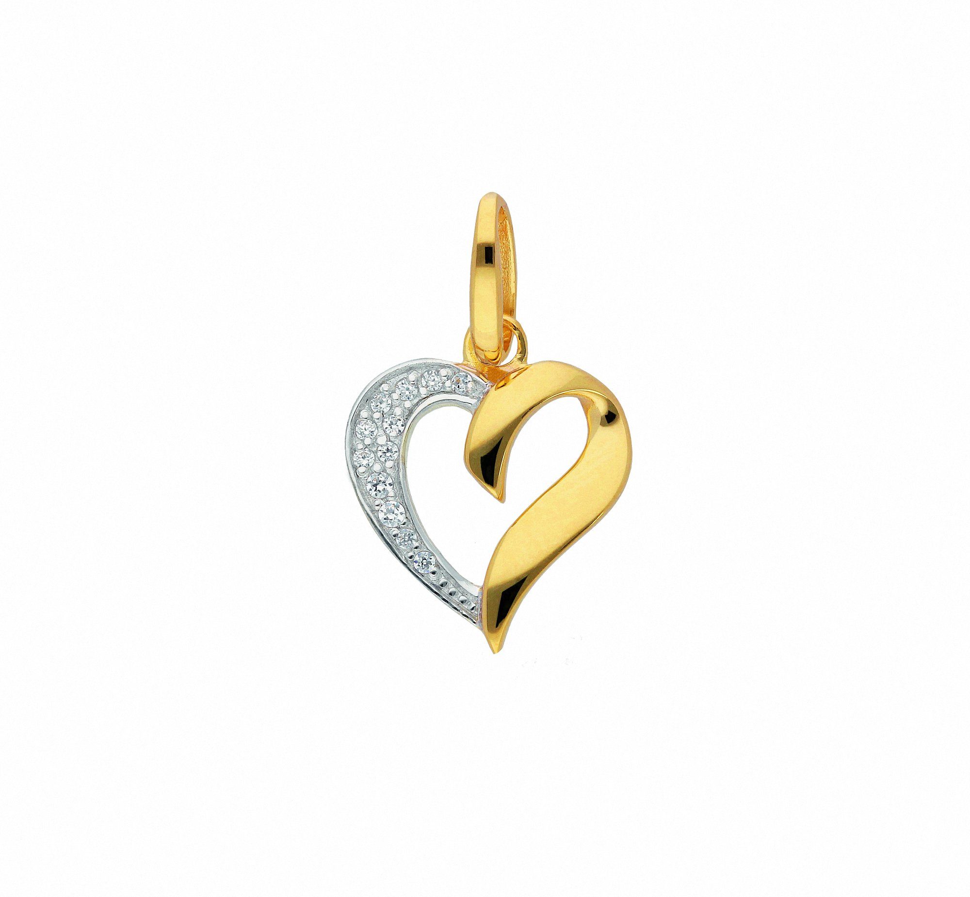 Adelia´s Kettenanhänger 585 Gold Anhänger Herz mit Zirkonia, mit Zirkonia  Goldschmuck für Damen, Mit Liebe gefertigt aus: 14 Karat ( 585 ) Gelbgold