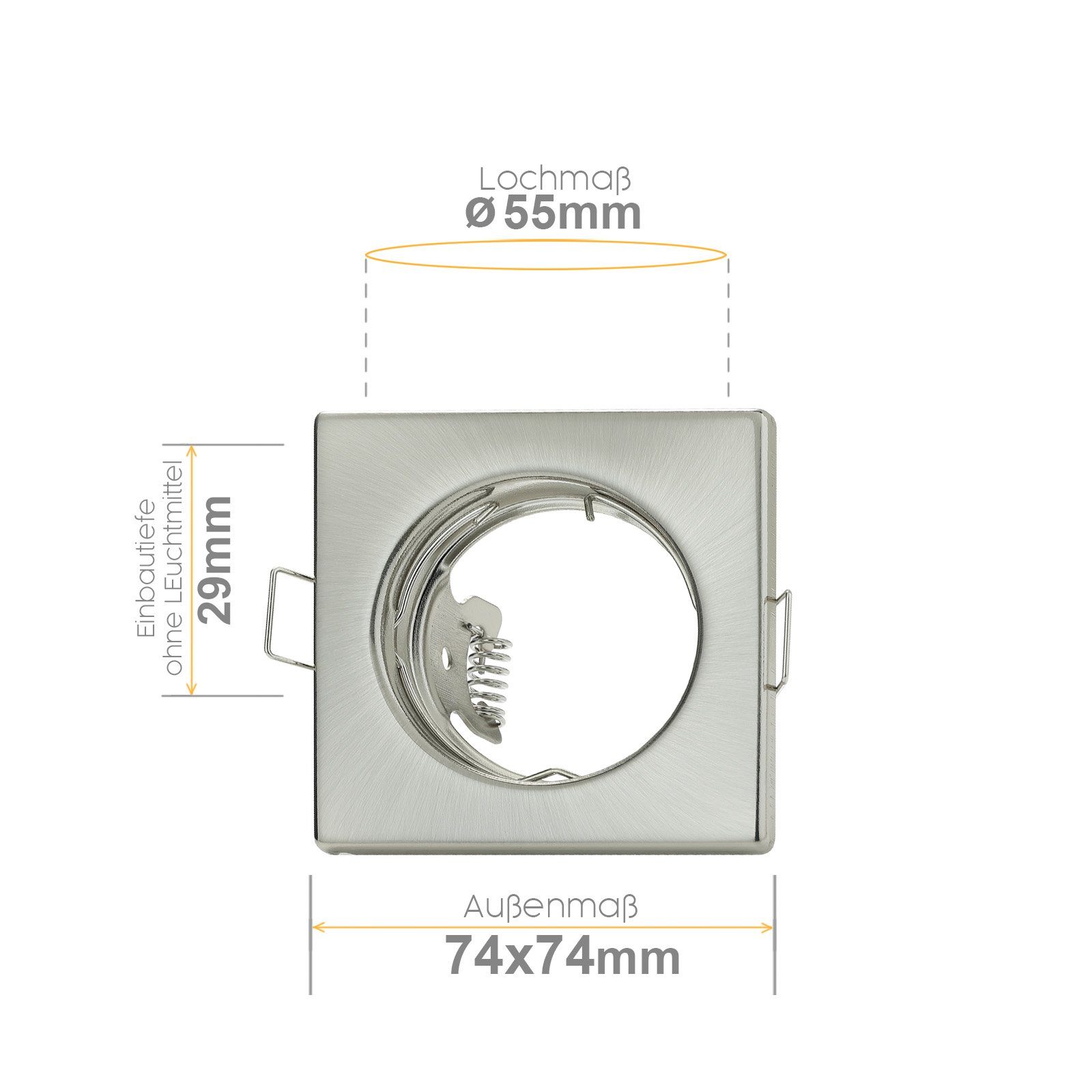 Sweet LED Deckenspot 230V, Einbauspots, chrom spot Einbaustrahler ohne Deckenspots, Leuchtmittel, eckig gebürstet GU10