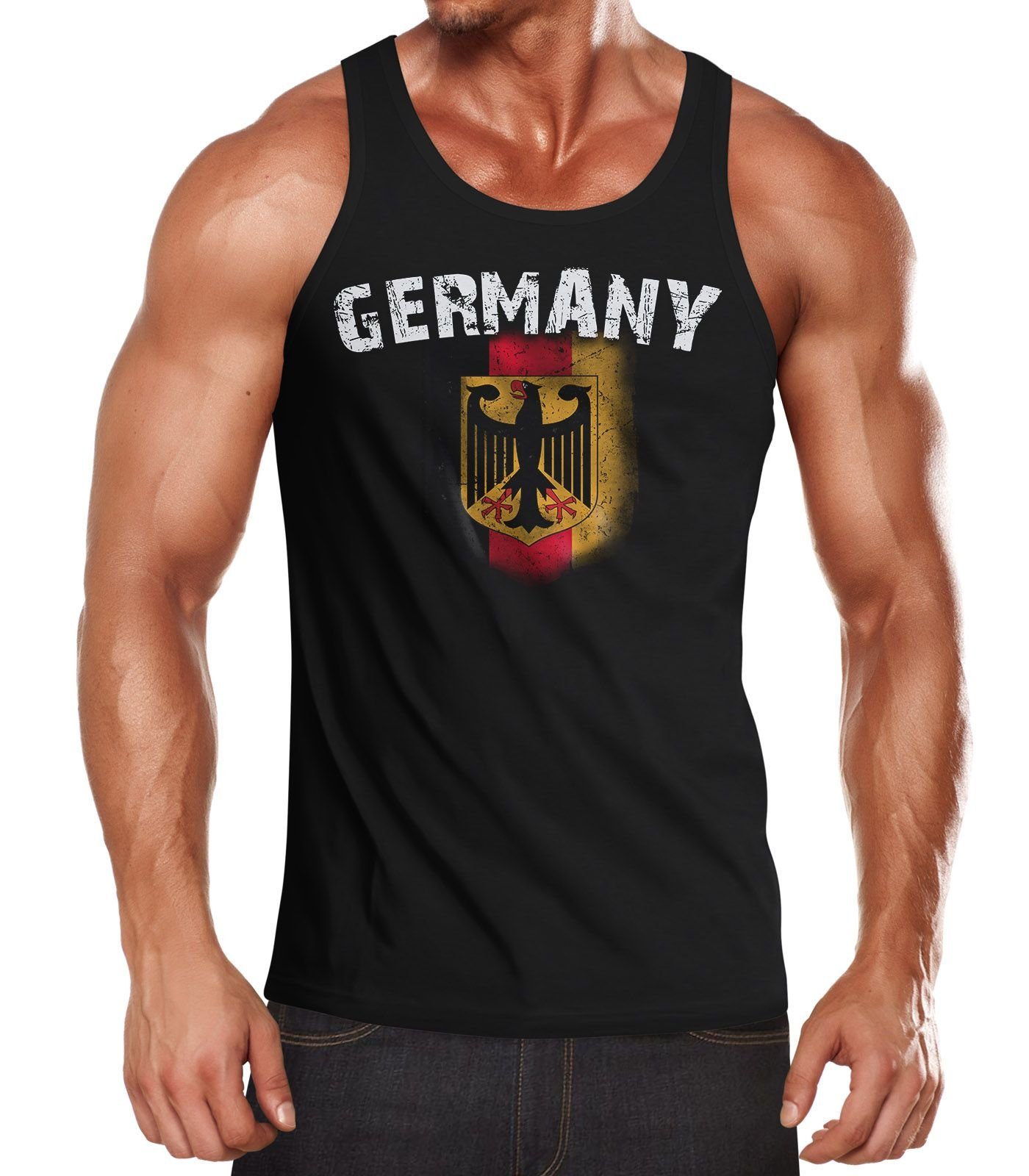 MoonWorks Tanktop Herren Tanktop Fußball WM 2018 Deutschland Flagge Moonworks® mit Print