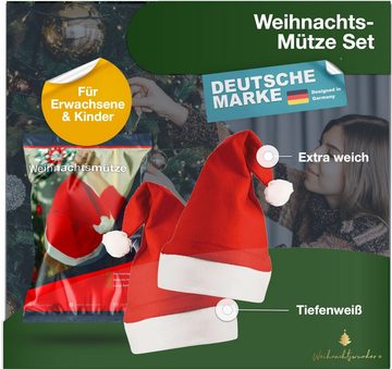 Weihnachtswunder® Bommelmütze 10x Weihnachtsmütze Nikolausmütze rot Kinder & Erwachsene - Nikolaus