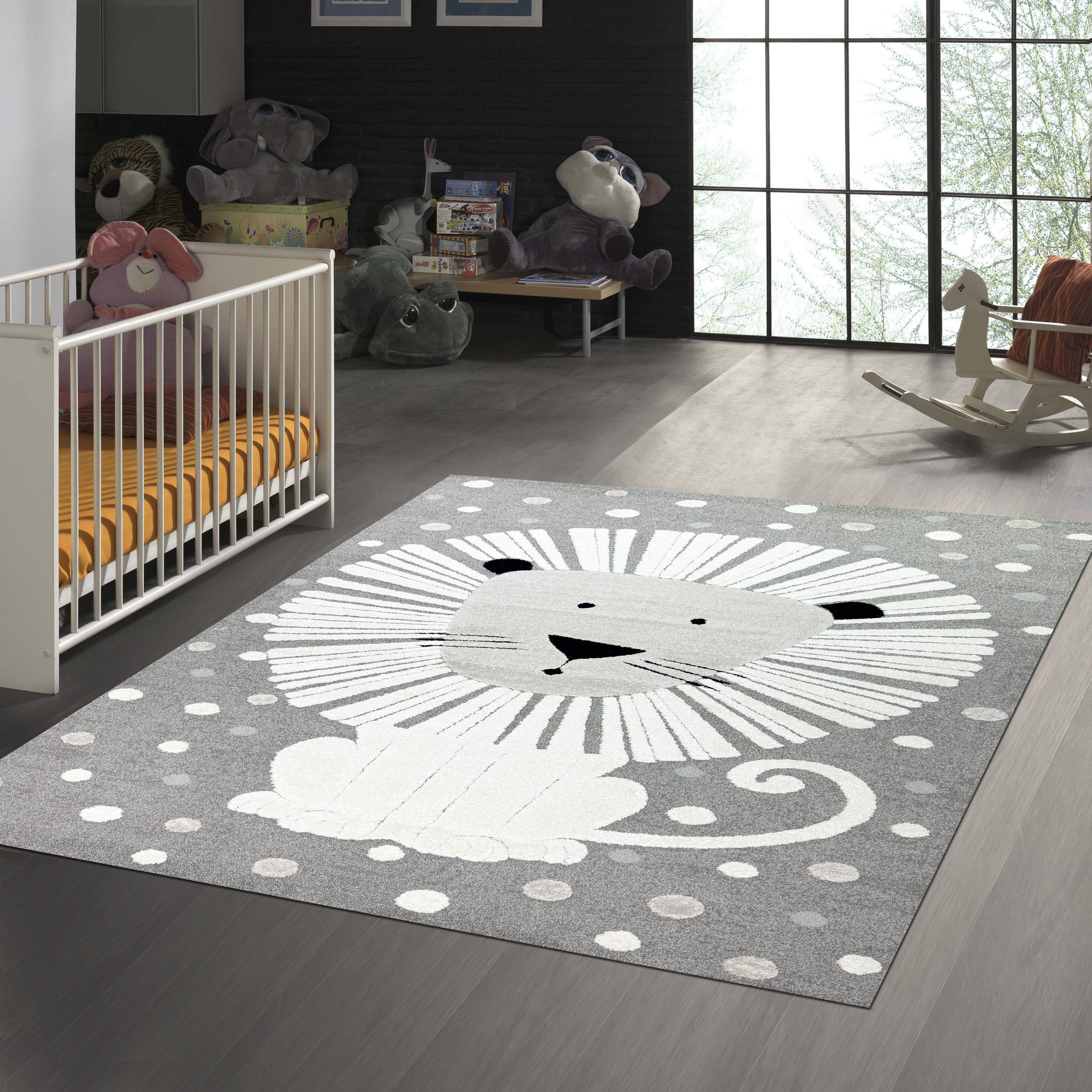 TeppichHome24 Kinderteppich Teppich Kinderzimmer Spielezimmer Löwenmuster günstig online kaufen