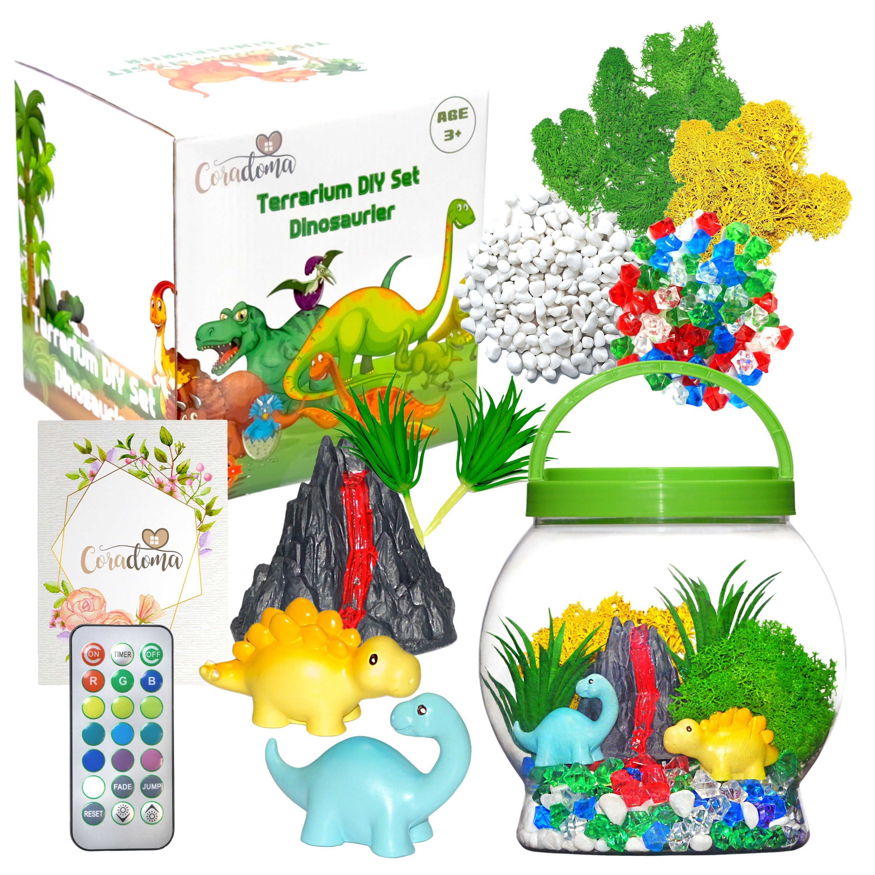 Coradoma Kreativset Terrarium Kit für Kinder DIY Bastelset mit Nachtlicht Lampe Deko, Junge und Mädchen Geschenke