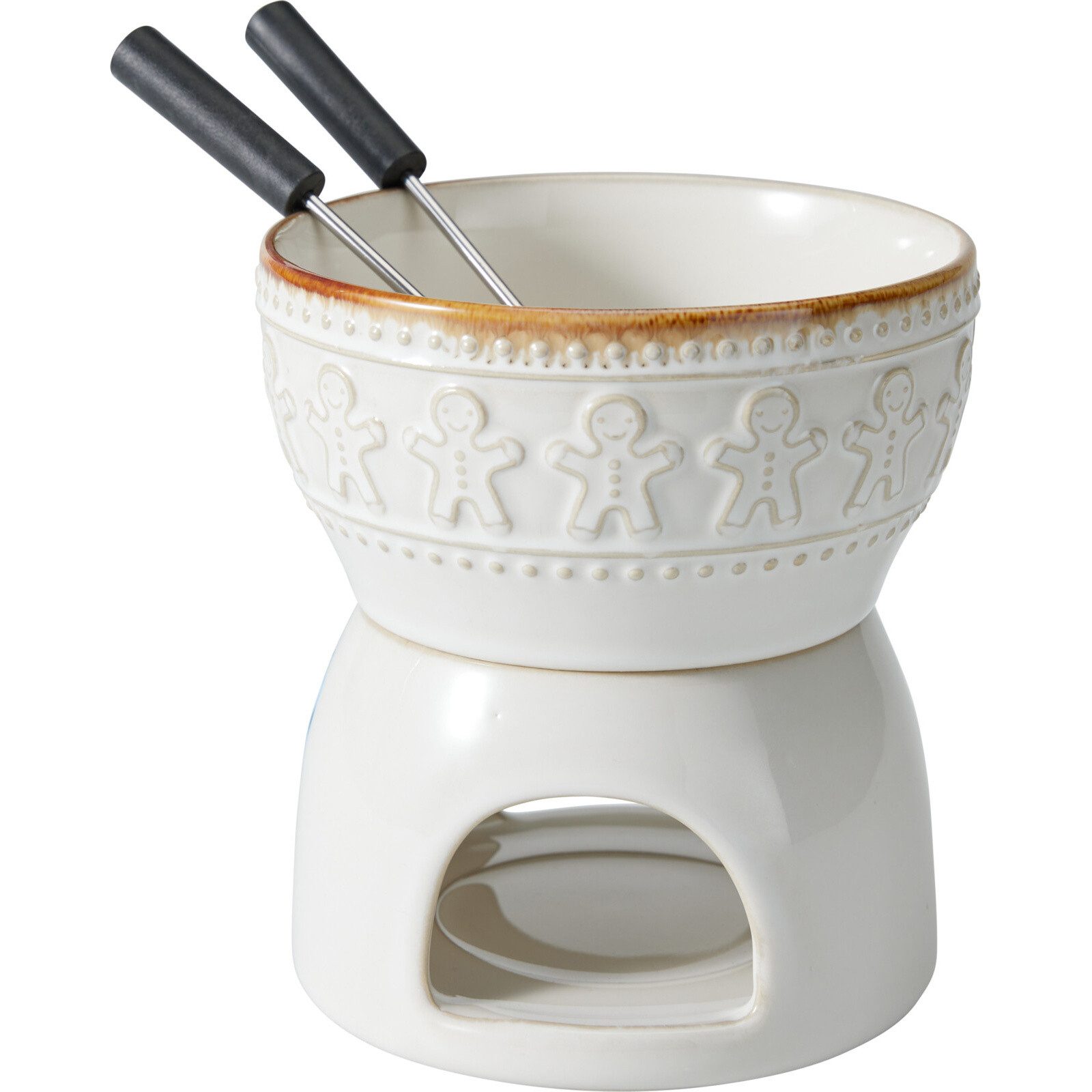 Excellent Houseware Fondue Set für Schokoladenfondue aus Keramik, 4-teilig, 12 × 12 × 18 cm