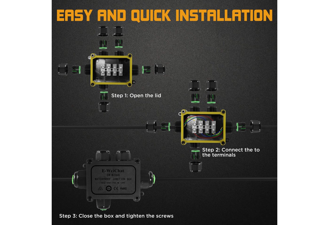 Thumbnail - BlingBin Kabelverbinder-Sortiment Abzweigdose Wasserdicht IP68 Kabelverbinder Erdkabel Junction Box, 1 Stück, 2-tlg., 1p...