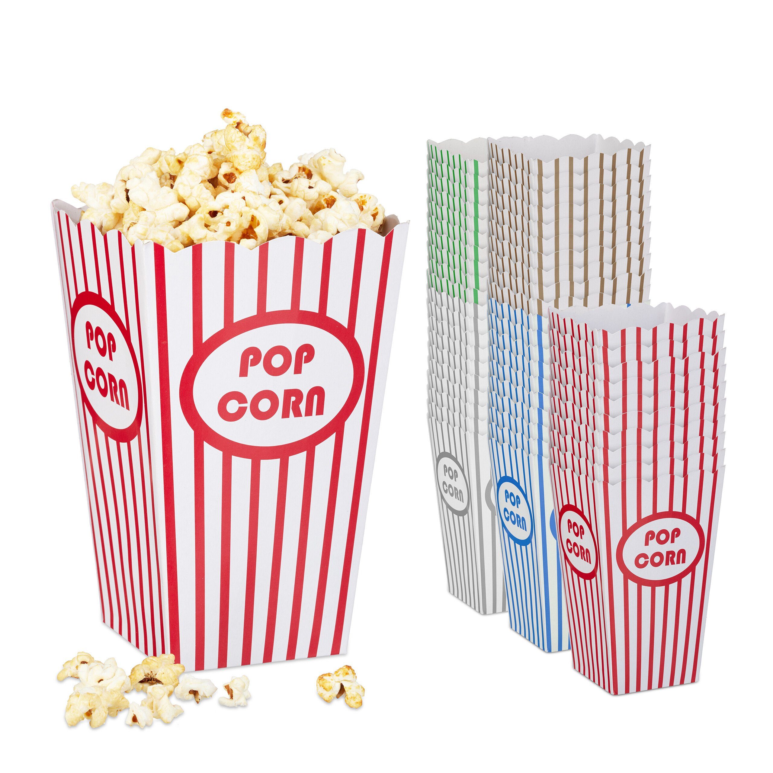 relaxdays Snackschale Popcorntüten 50er Set 5 Farben, Pappe