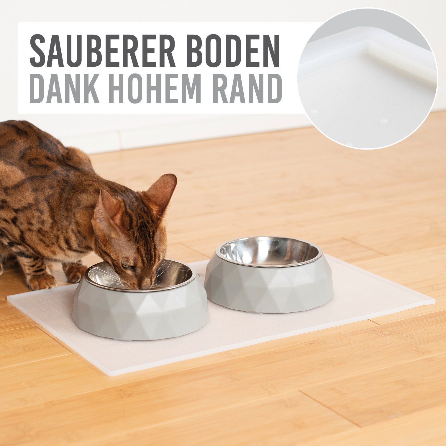KaraLuna Futternapf Napfunterlage aus Silikon I Futtermatte Hundenapf Unterlage Katzennapf, Silikon-Napfunterlage