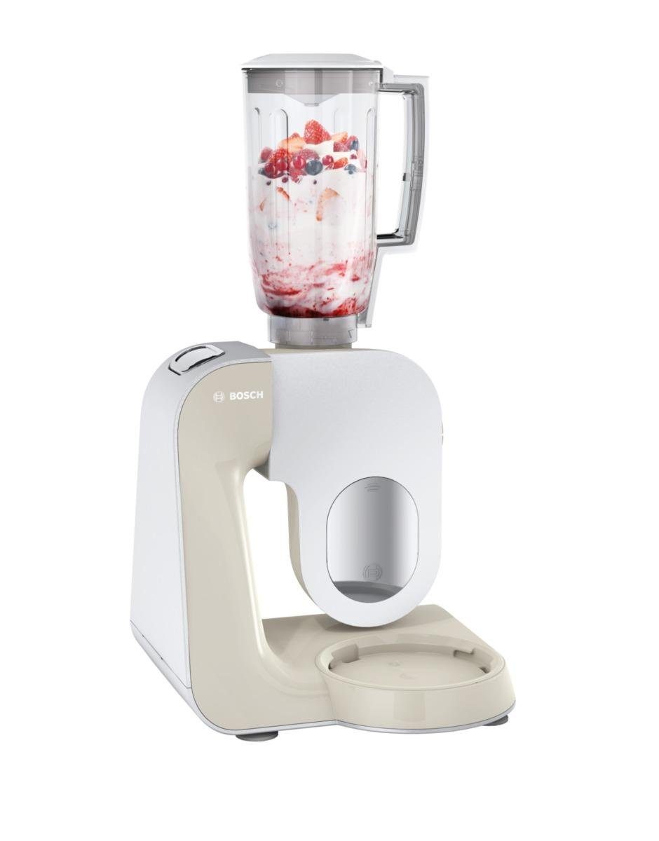BOSCH Küchenmaschine Serie 4 MUM58L20, Durchlaufschnitzler, Mixer, grau, 1000 W, 3 Scheiben, Schüssel, Knethaken/Rühr-/Silikonbesen, spülmaschinenfest – Bild 5 von 5