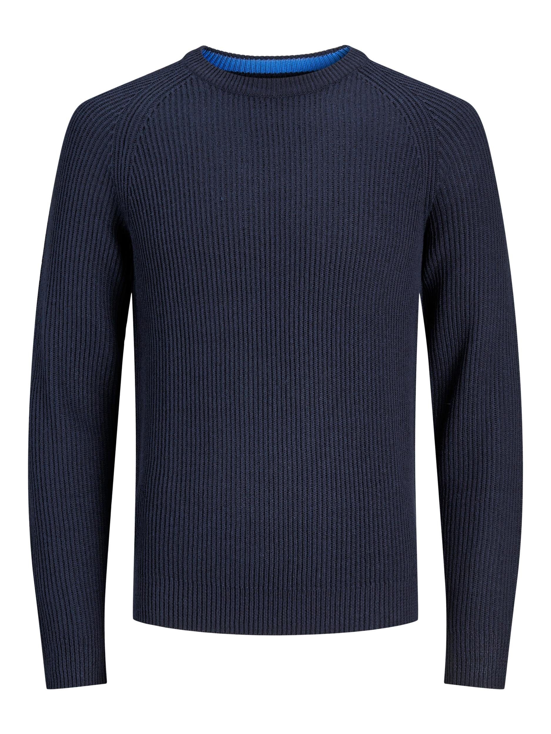 Jack & Jones Junior Rundhalspullover JJPANNEL KNIT CREW NECK AW23 JNR Navy Blazer