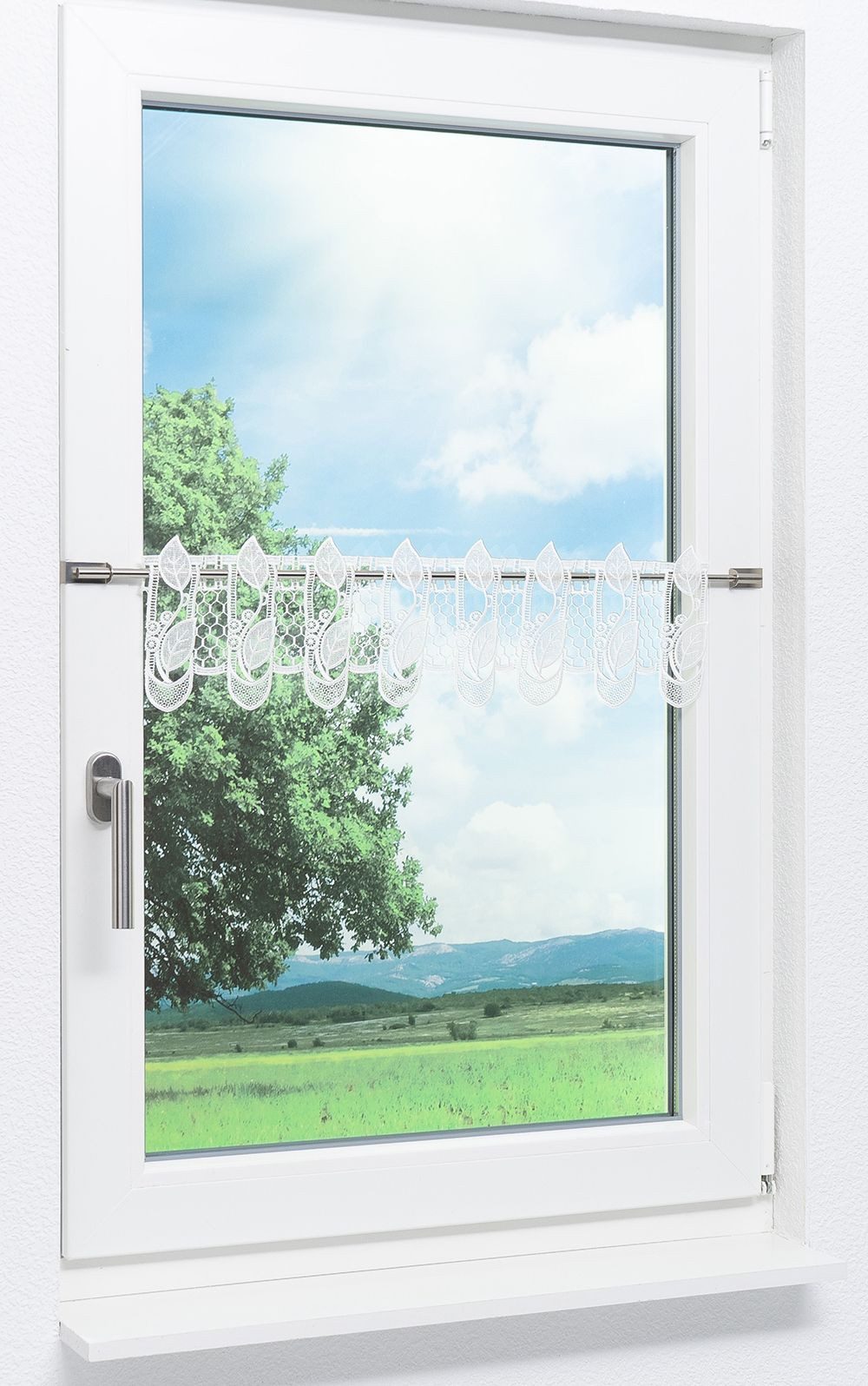 Plauener Spitze® Scheibengardine Blättergirlande (1 St), transparent, HxB 1 günstig online kaufen