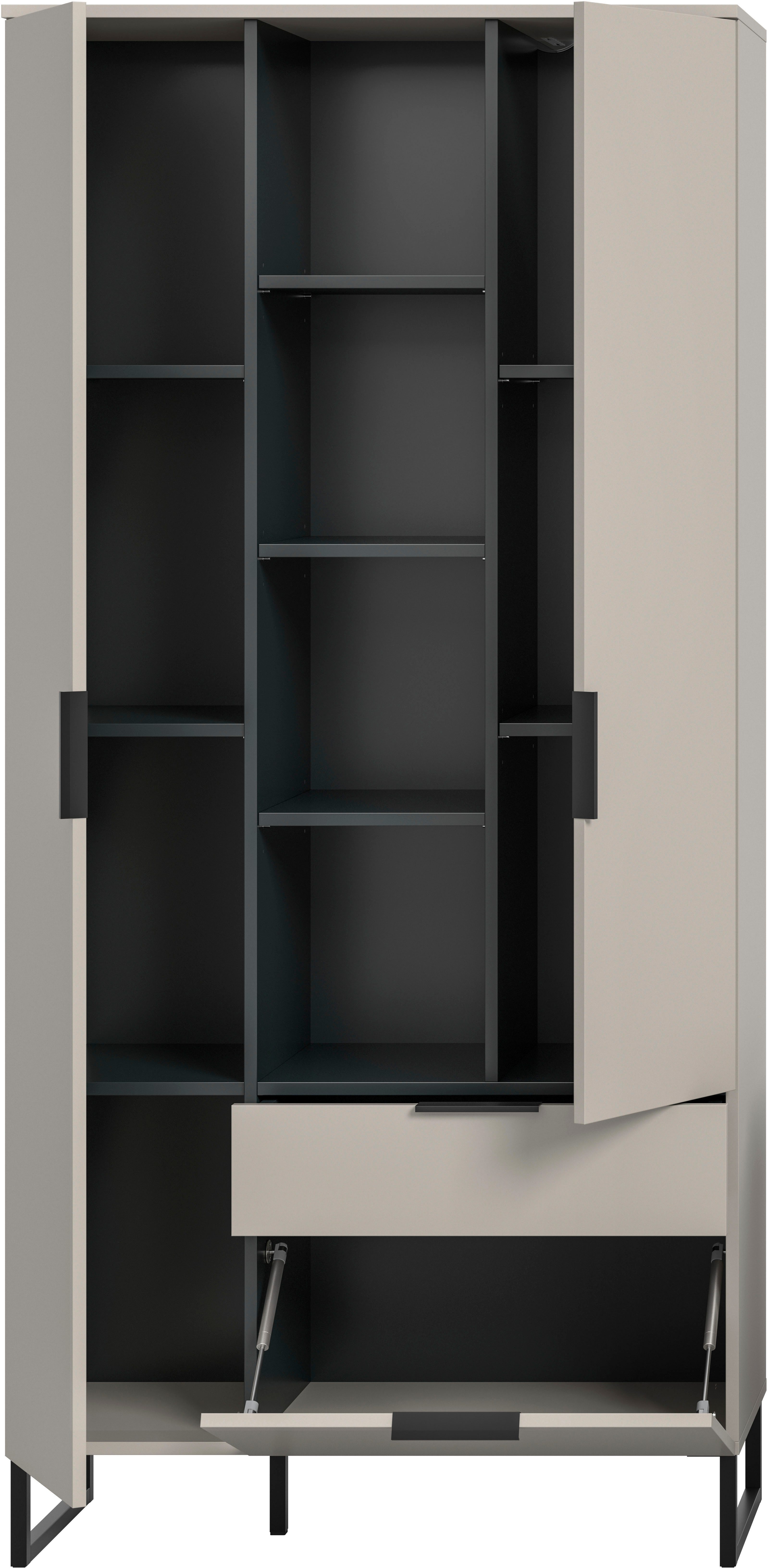 Home affaire Mehrzweckschrank ADIO, Höhe 192 cm, 2 Türen, 1 Schubkasten, 1 Klappe, mit Metall-Kufen (1-St) Schrank, Wohnzimmerschrank, Hochschrank, Stauraumschr – Bild 4 von 5