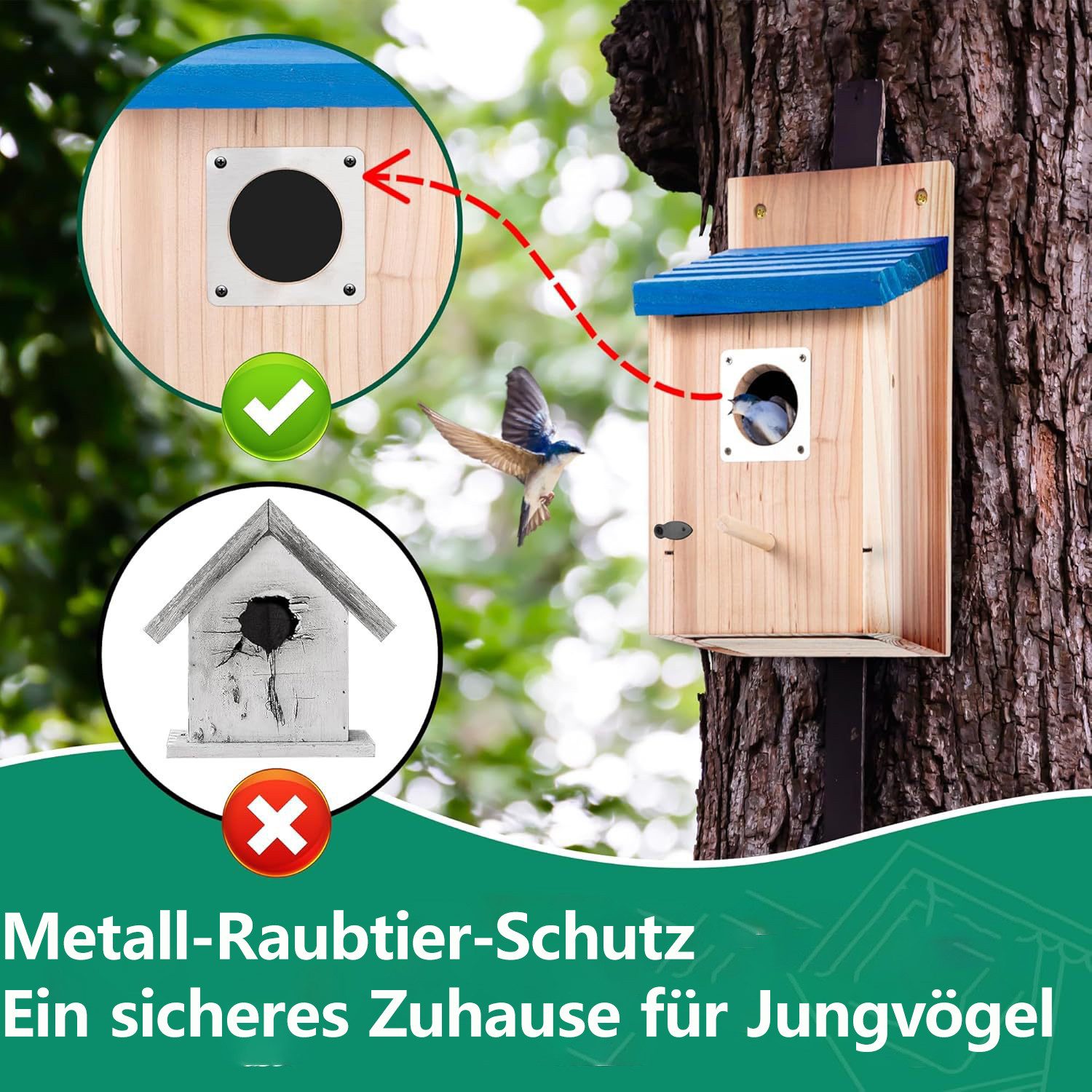 Jumpeak Nistkasten Nistkästen nach für Vögel,Vogelhaus Brutkasten,Wetterfest,Massiv-Holz, Nistkasten Bausatz,Langlebig für Draußen,Aufhängen für Garten,Nisthaus