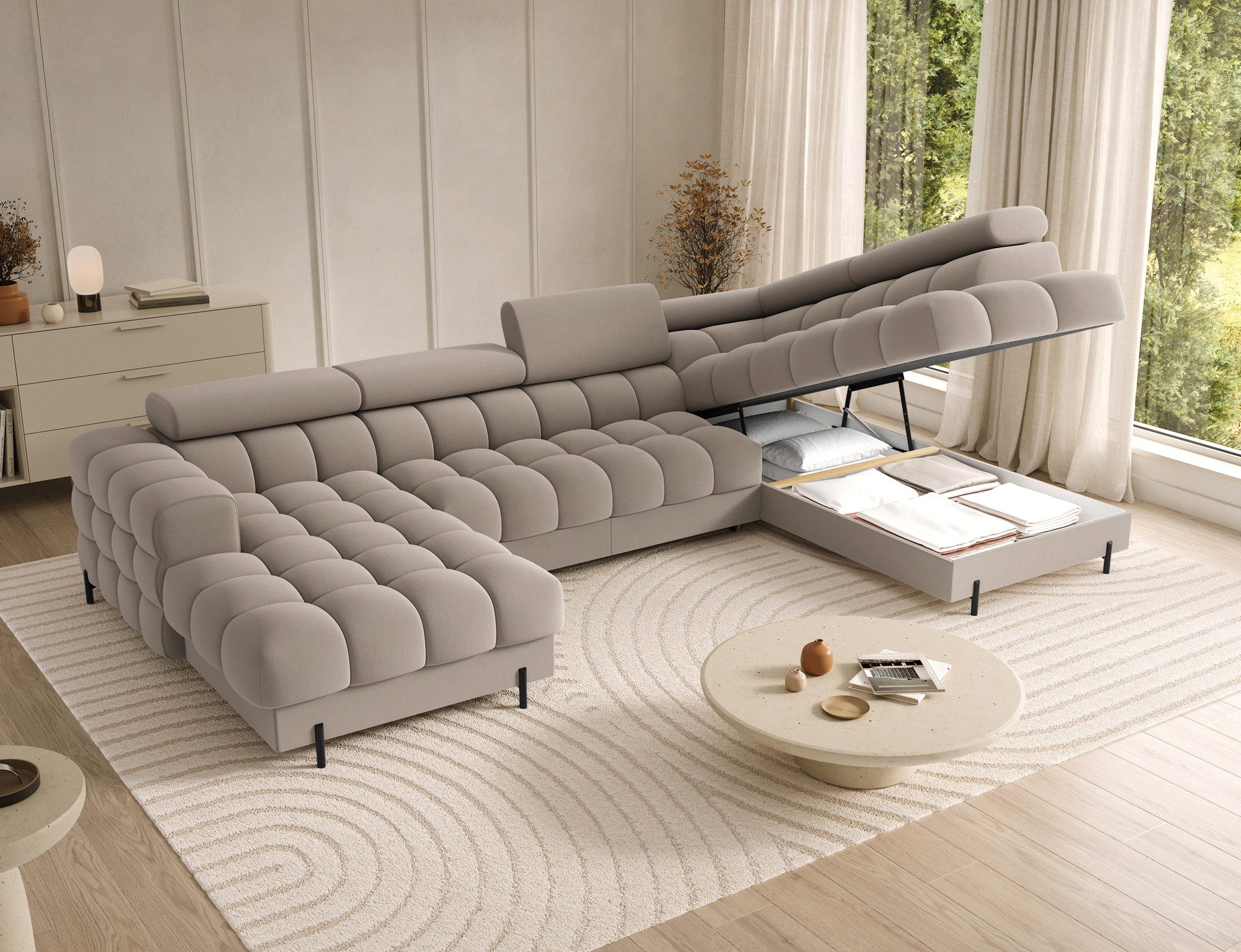 Lukas Möbel Wohnlandschaft Deisgner XXL-Sofa in U-Form Falco mit Schlaffunk günstig online kaufen