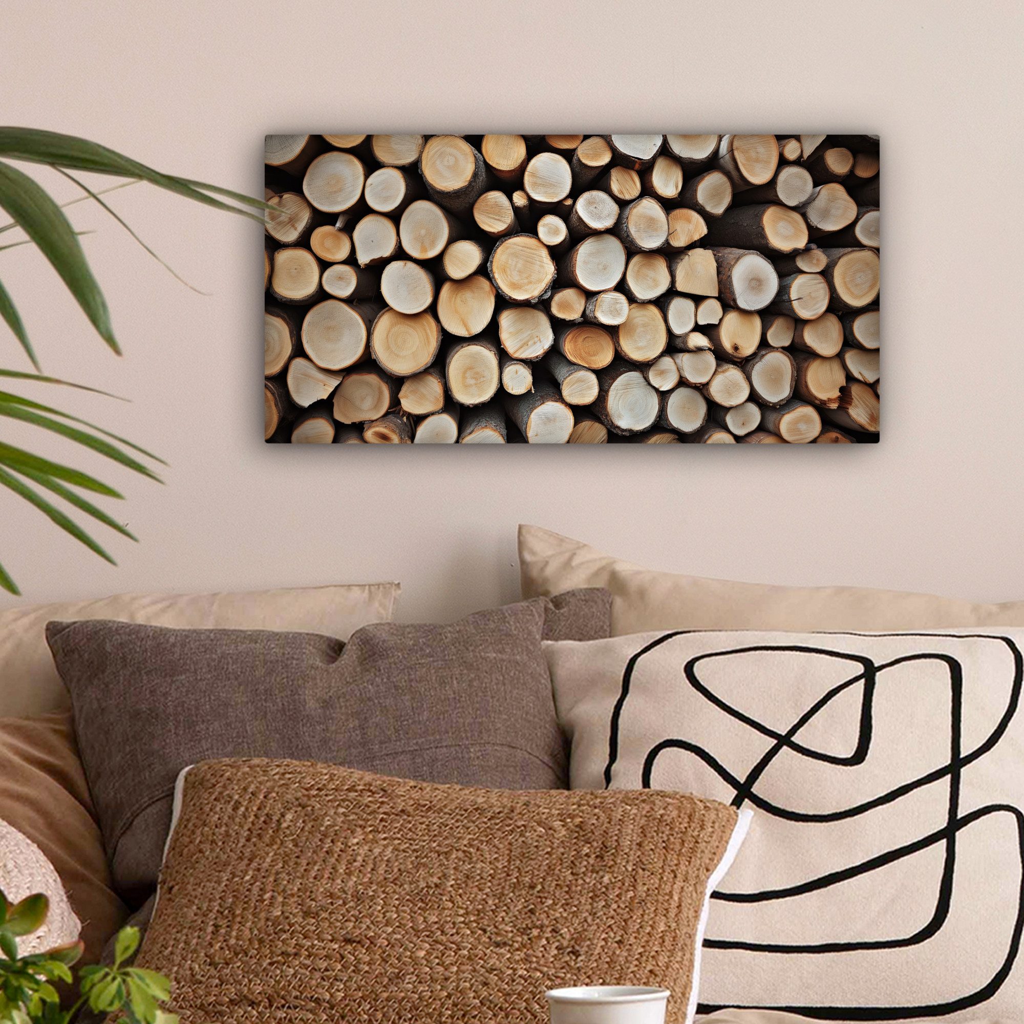 OneMillionCanvasses® Leinwandbild Panorama Holz - Baumstämme günstig online kaufen