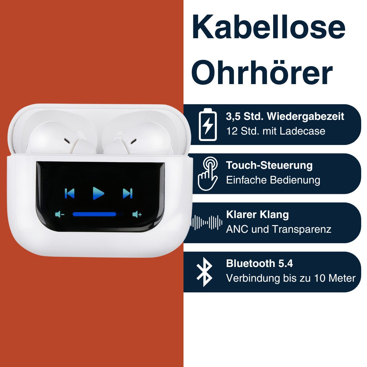 Grundig Grundig Kopfhörer Kabellos Bluetooth 5.4 - In Ear Kopfhörer In-Ear-Kopfhörer