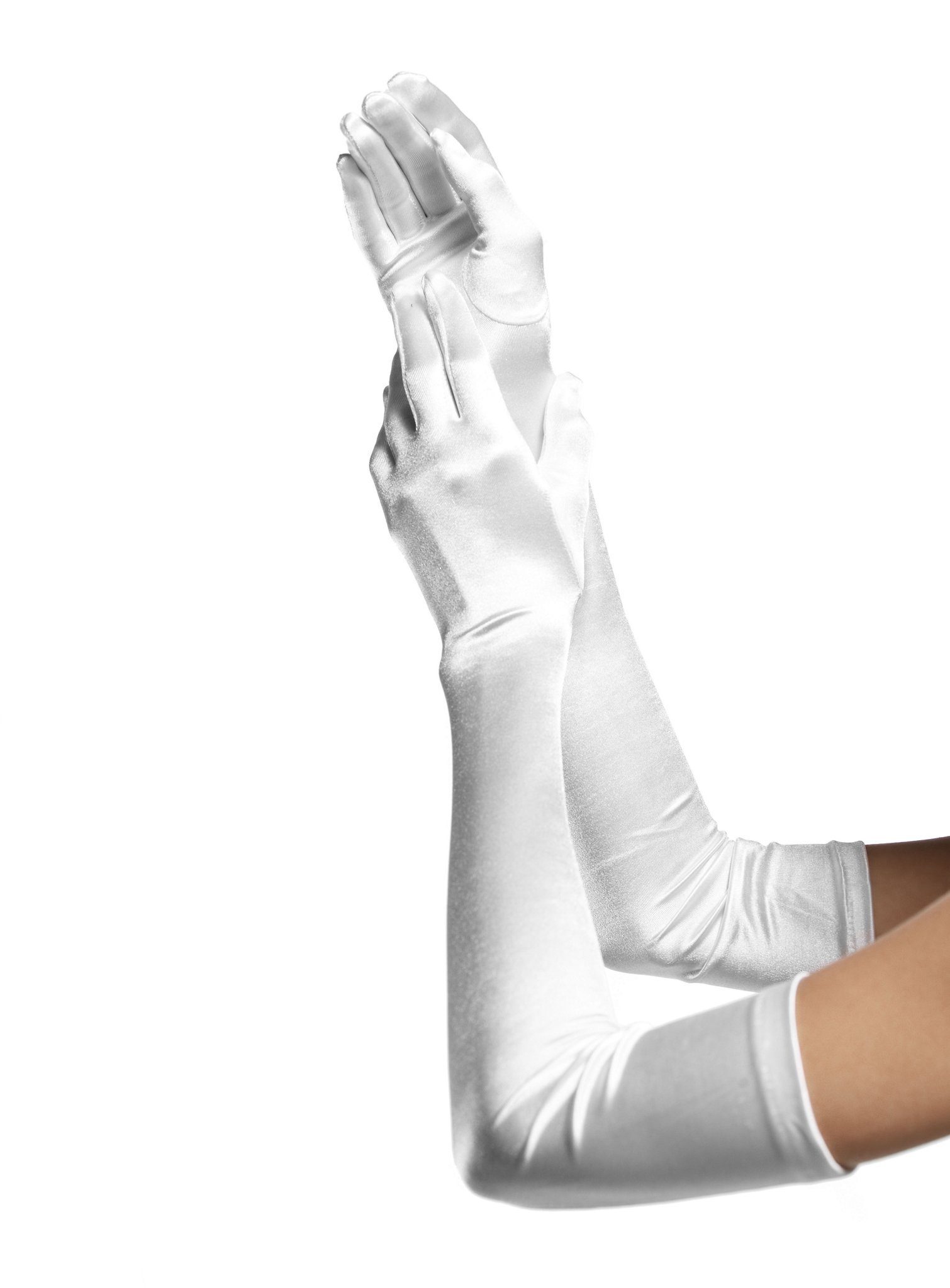 Leg Avenue Kostüm Satin Handschuhe extra lang weiß, 40