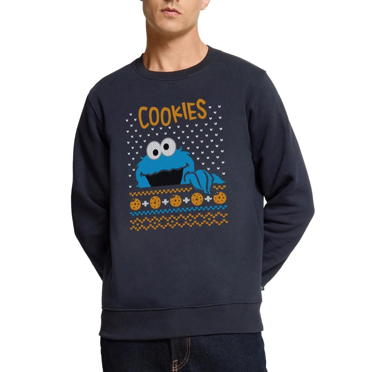 Spreadshirt Sweatshirt Sesamstraße Krümelmonster Ugly Xmas Herren Premium Pullover (1-tlg)