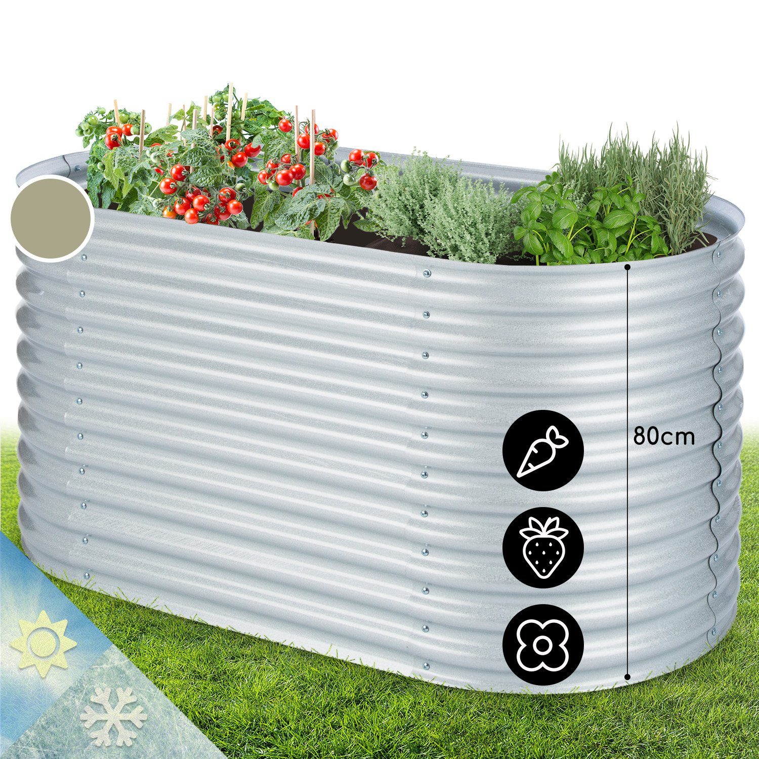 Blumfedt Gewächshaus »High Grow Hochbeet Gartenbeet 1,6m ZinkAlu