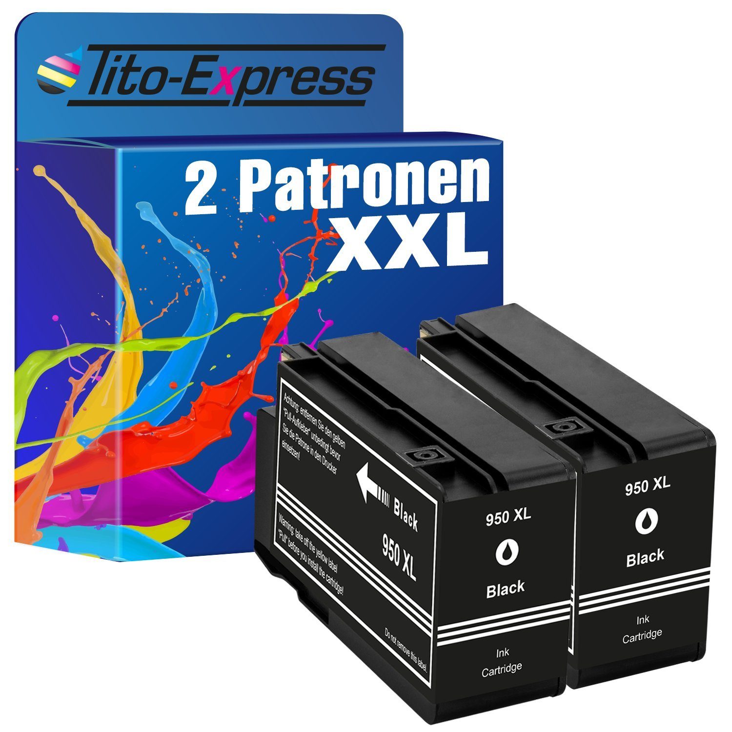 Tito-Express 2er Set ersetzt HP 950 XL 950XL Black Tintenpatrone (Doppelpack, für Officejet Pro 8610 8600 8100 8620 8100 8615 8625 8630 8640 8660)