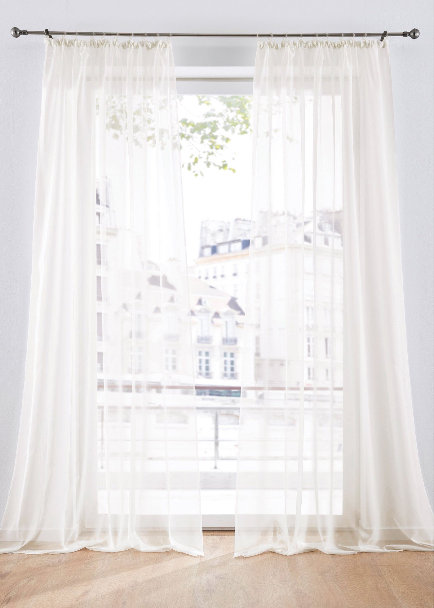 DecoHome24 Gardine Voile 2-teiliges Vorhänge Set (2 St), Kräuselband, halbt günstig online kaufen