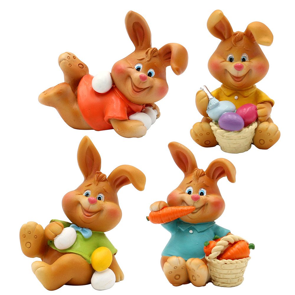 Dekohelden24 Osterfigur Osterhasen in verschiedenen Varianten (4 St), Osterdekoration