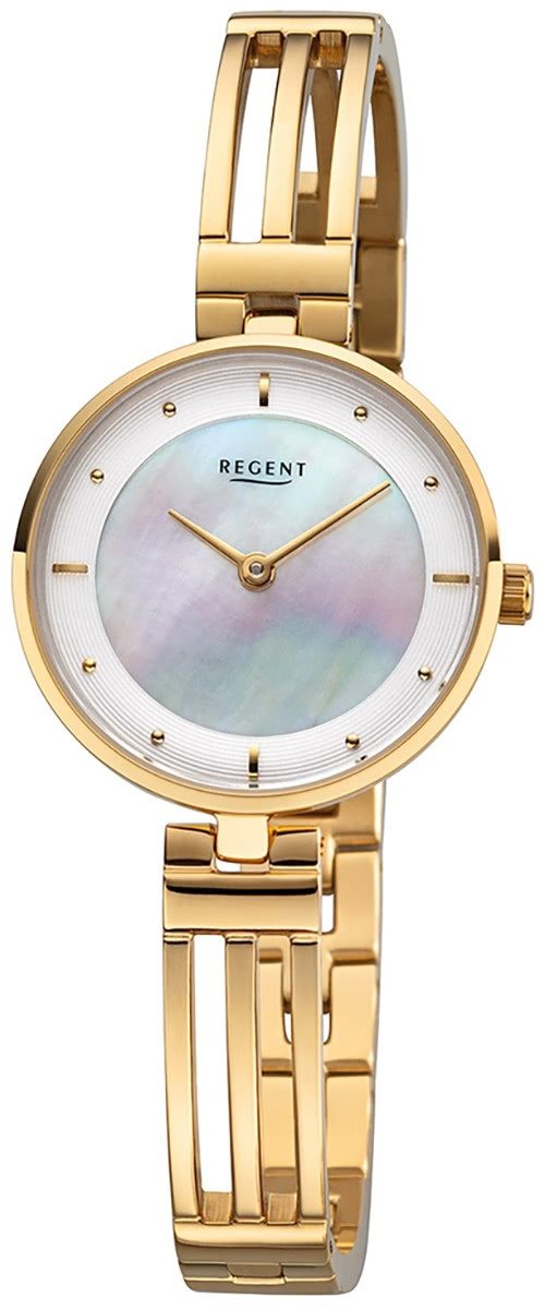 Regent Quarzuhr Regent Damen Uhr F-1149 Metall Quarz, (Analoguhr), Damen Armbanduhr rund, klein (ca. 28mm), Metallarmband