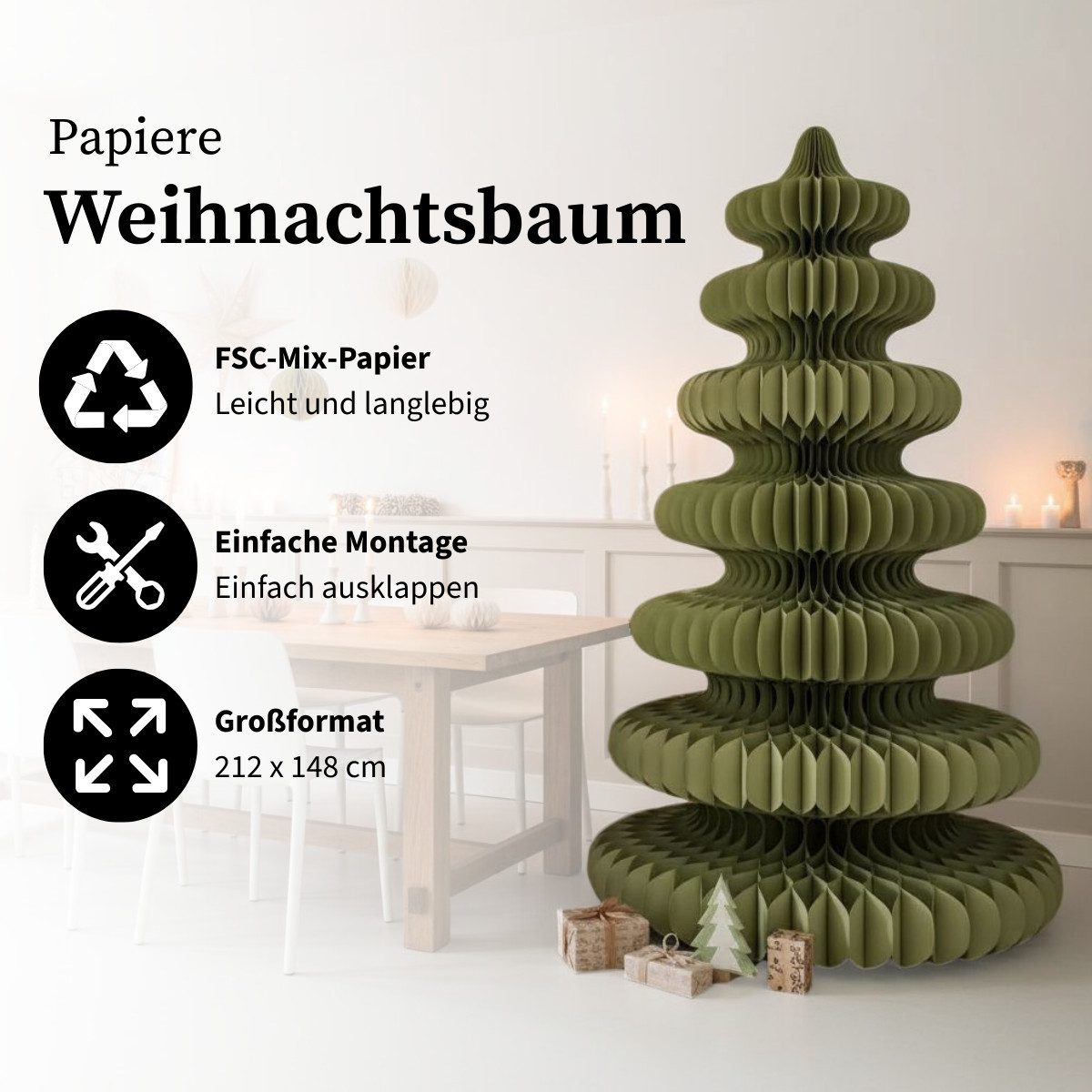 Mica Decorations Hänge-Weihnachtsbaum Mica Decorations Dekoration Baum gruen FSC Mix - h212xd148cm