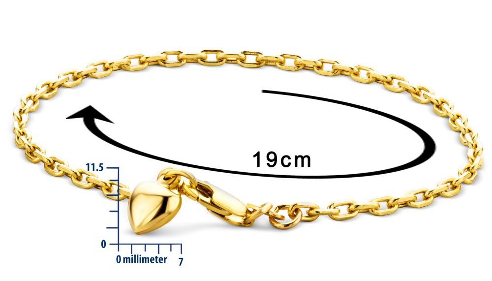 Miore Charm-Armband MSIL939B - mit Herzanhänger aus 9K (375) Gelbgold Herz 7 x 11,5 mm, für Damen Made in Italy – Bild 2 von 5