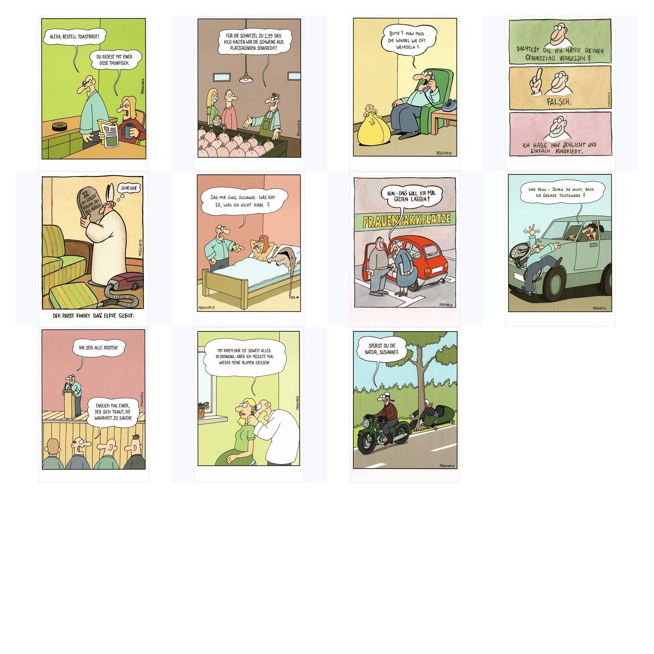 postkarten-universum.de Postkarte Cartoon-Postkarten-Komplettset Martin Perscheid