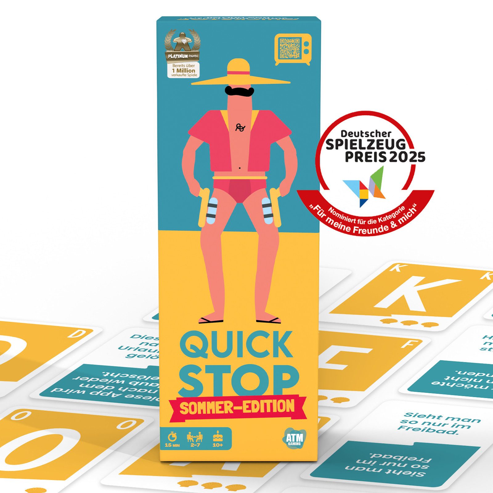 ATM GAMING Spiel QuickStop - Das Buchstaben-Duell - Familien-Edition, Familienspiel, Kartenspiel, Reisespiel, Gesellschaftsspiel