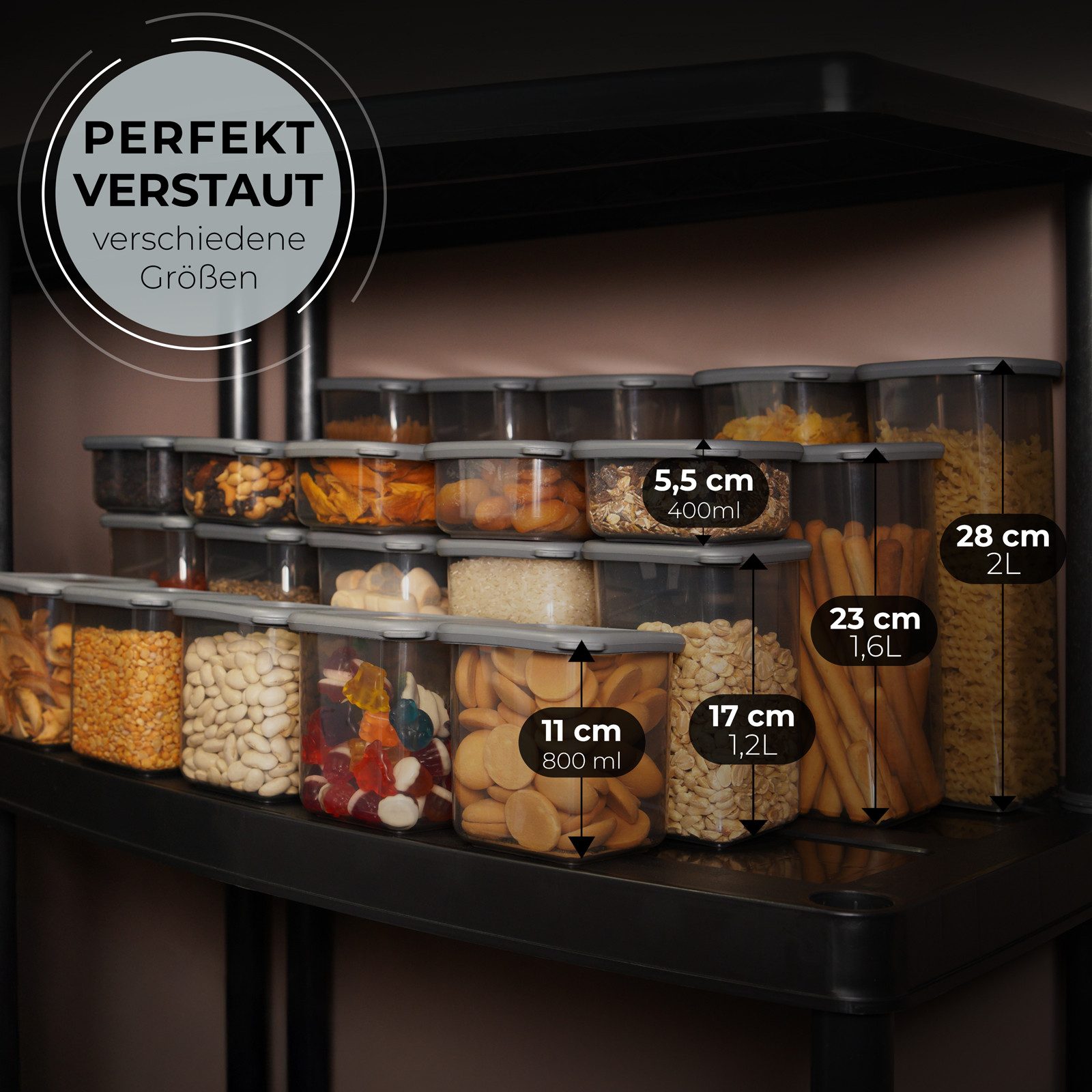 astor24 Frischhaltedose PREMIUM Vorratsdosen Set mit Deckel Frischhaltedosen Aufbewahrungsbox, Kunststoff, (10er Set, 10-tlg., 10er Set Vorratsdosen mit Deckel), 5 verschiedene Größen - BPA-frei - für alle Lebensmittel
