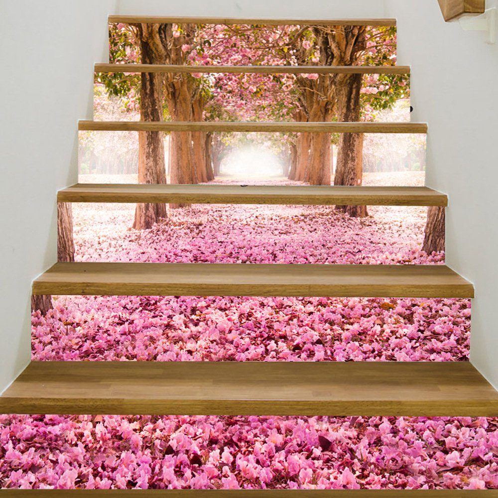 Wandaufkleber Dekorative Steps Aufkleber,Home Wandtattoo Treppenhaus Flower Rouemi