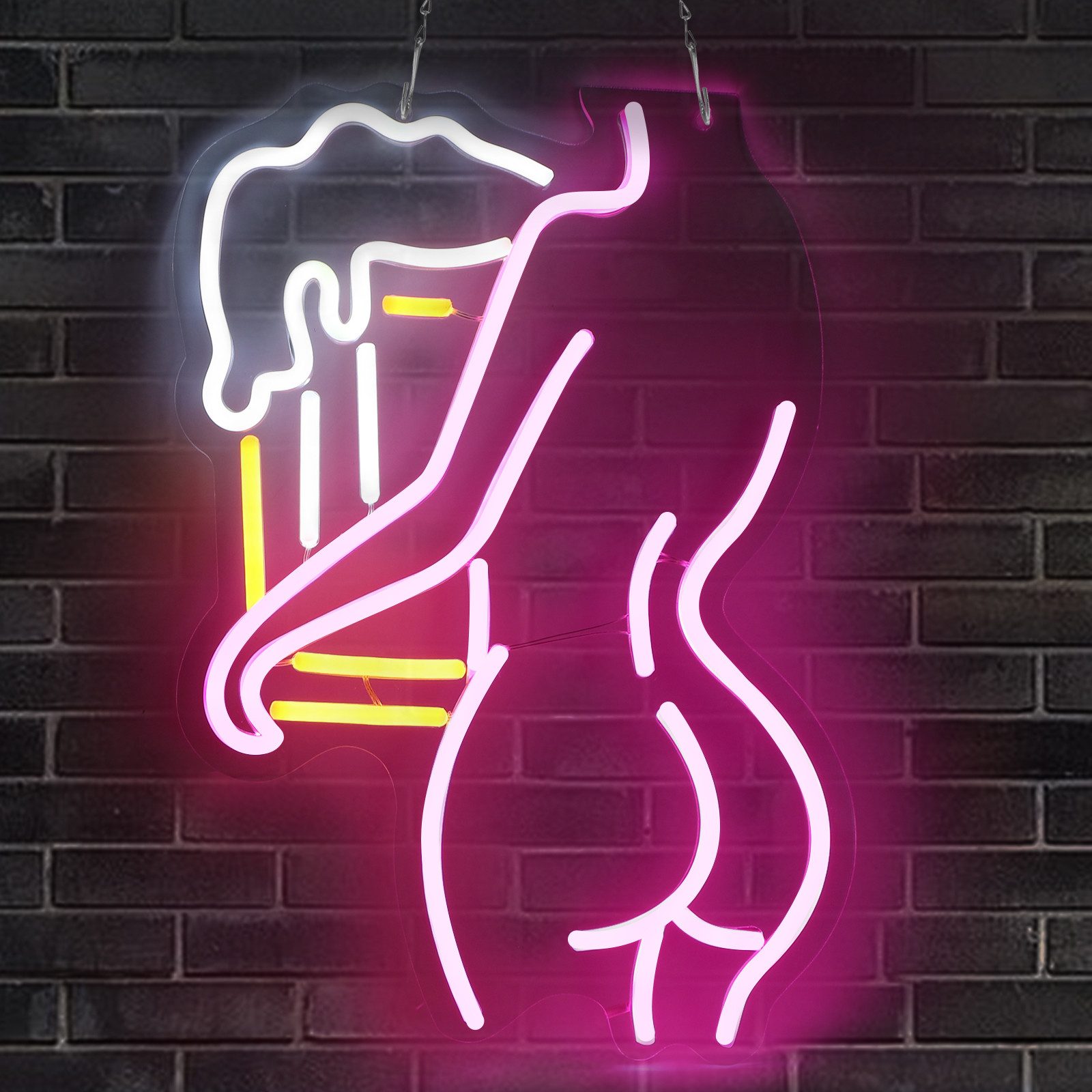 Laybasic Nachtlicht Beer Neon Schilder, 6 Helligkeit Einstellen, USB Batterie Gepierct, 27.5×40cm,für Bar Gaming Zimmer Party Deko