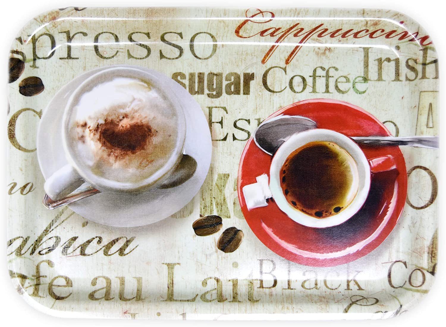 Lashuma Tablett Espresso, (1-tlg), Deko Teetablett aus Melamin beige 31x23 cm