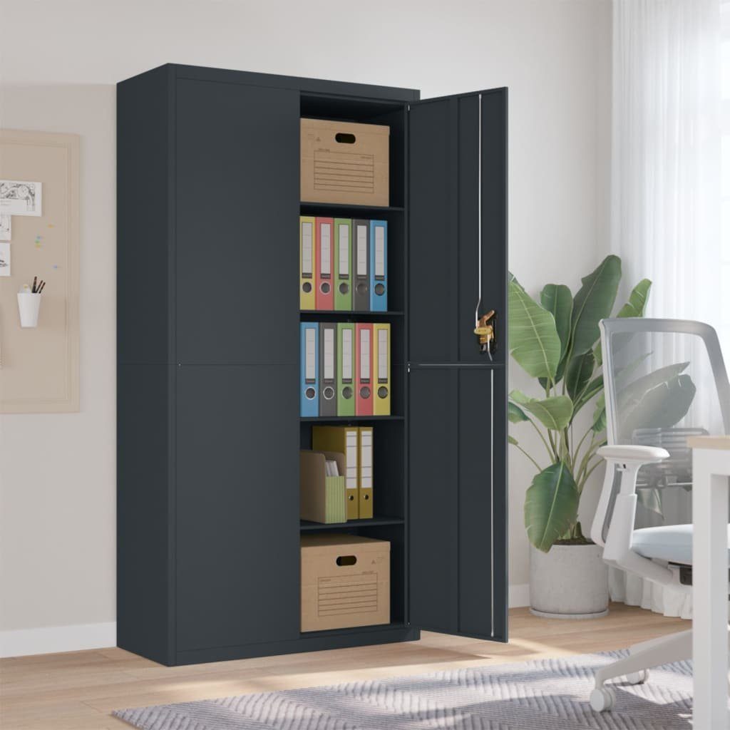 furnicato Aktenschrank Anthrazit 90x40x180 cm Stahl