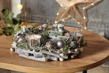 Home affaire Adventskranz »Weihnachtsdeko«, aus Echtholz für 4 Teelichter, Ø 30 cm