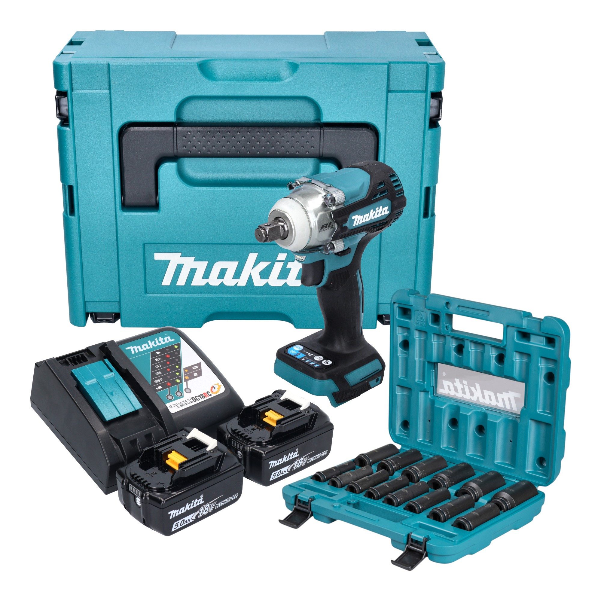 Makita Akku-Schlagschrauber DTW 300 TJX7 18 V 330 Nm 1/2" + 2x Akku 5,0 Ah günstig online kaufen