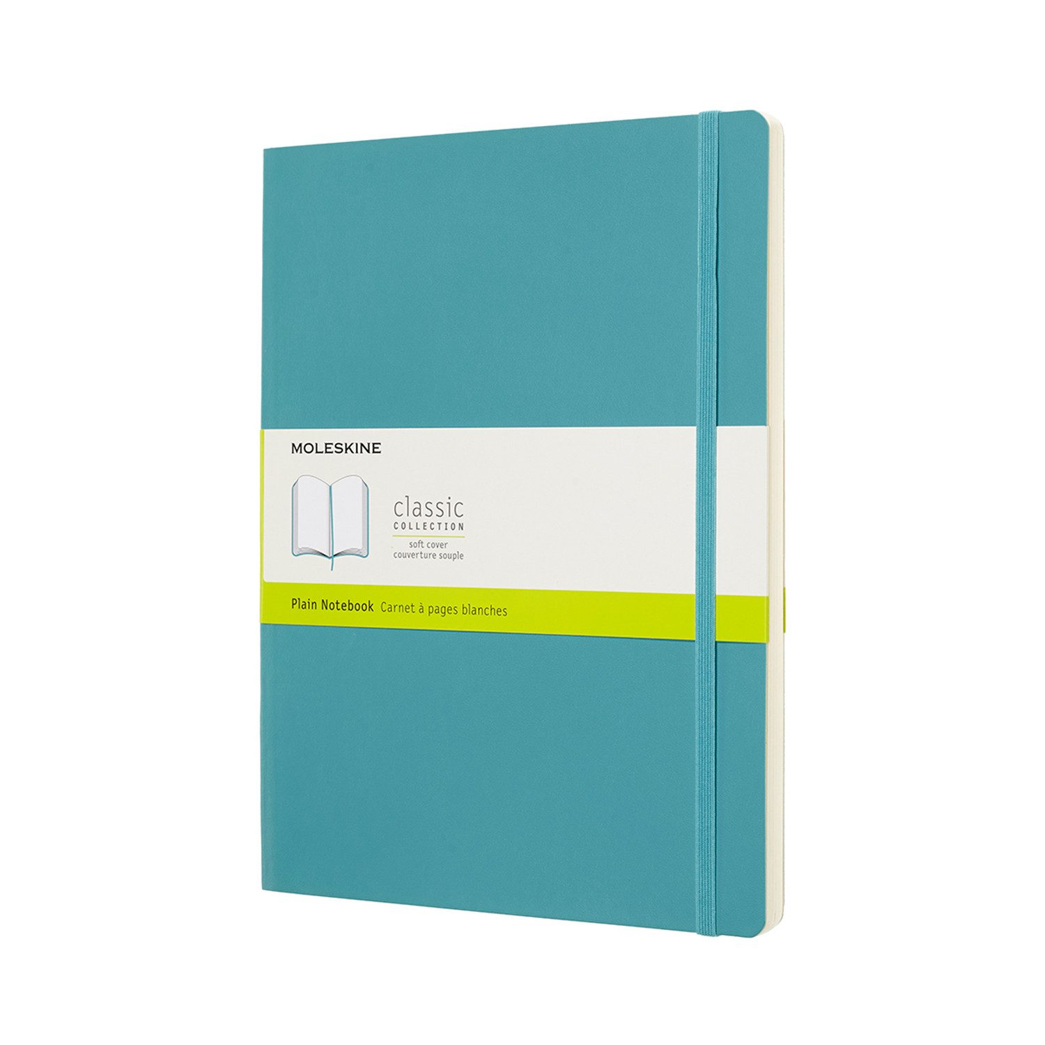 MOLESKINE Notizbuch, Notizbuch Classic XL Blanko Weicher Einband Blau Reef Blue