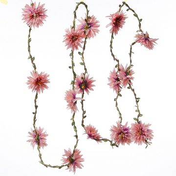 MARELIDA LED-Lichterkette Dahlien Blüten Blumengirlande Blumenlichter Timer L: 2,9m rosa, 30-flammig