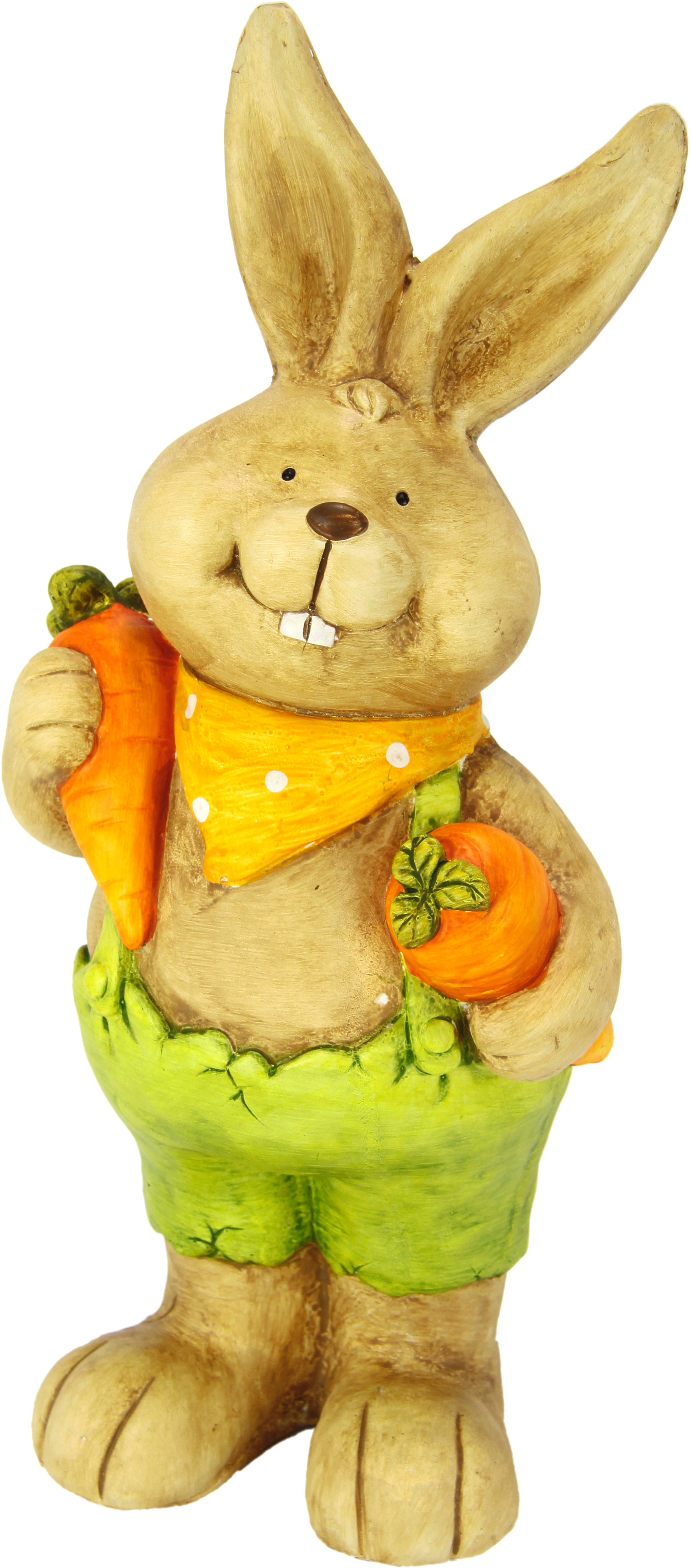 I.GE.A. Dekofigur Deko Osterhase mit Karotten (1 St), Figur 46 cm Deko Hase Osterdeko Hasenfigur Frühling Ostern Ostereier