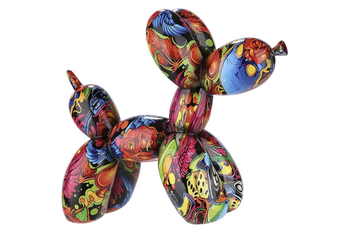 Dekoobjekt Ballon-Hund aus Polyresin im Street Art Design - Bunter Graffiti-Stil