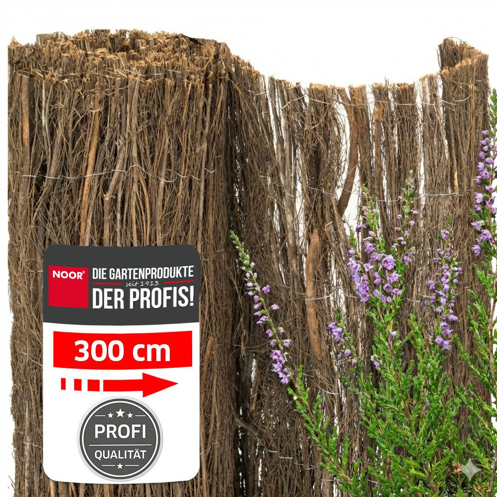 NOOR Sichtschutzzaunmatten Heidematte HAWAII - extra dicht aus Heidekraut, natürlicher Sichtschutz für Garten, Balkon und Terrasse
